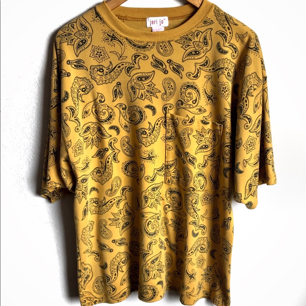 jeri jo Vintage yellow paisley top